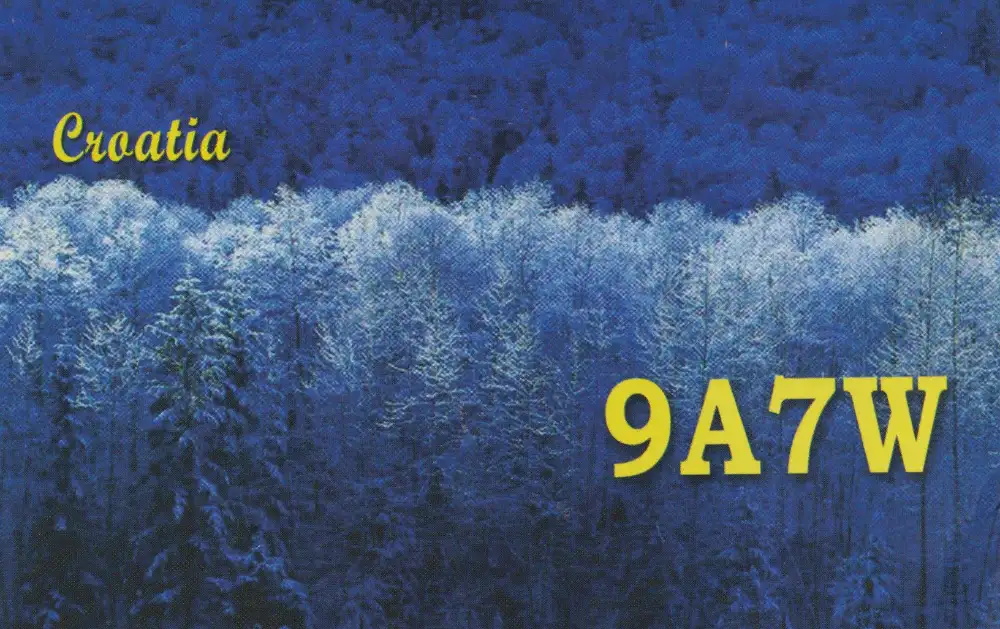 Carte QSL de l’indicatif radioamateur 9A7W