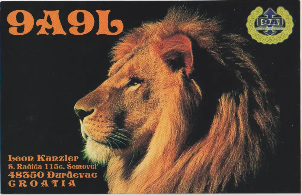 Carte QSL de l’indicatif radioamateur 9A9L