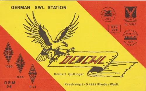 DE0CWL SWL QSL kartı