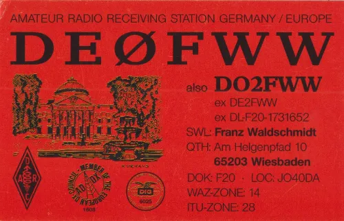 DE0FWW SWL QSL kartı