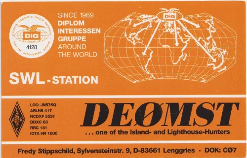 DE0MST SWL QSL kartı