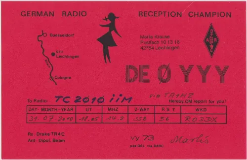 DE0YYY SWL QSL kartı