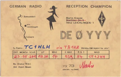 DE0YYY SWL QSL kartı