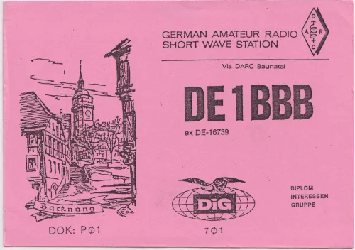 DE1BBB SWL QSL kartı