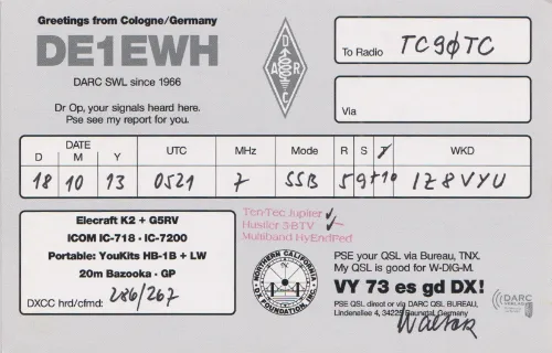 DE1EWH SWL-QSL-Karte