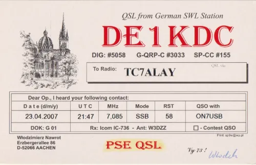 DE1KDC SWL-QSL-Karte