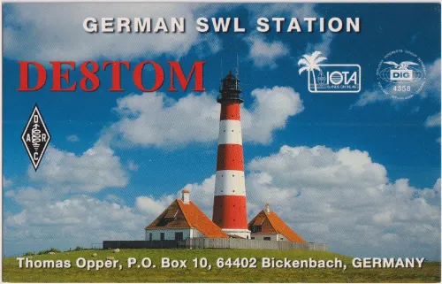 DE8TOM tarjeta QSL SWL