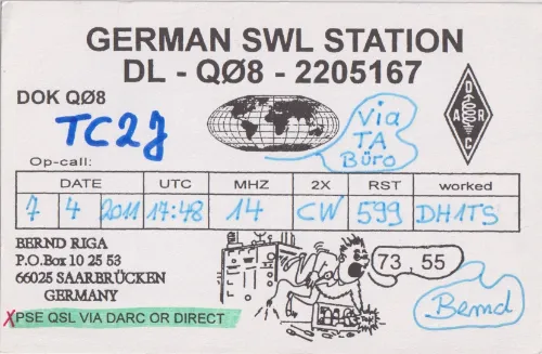 DL-Q08-2205167 tarjeta QSL SWL