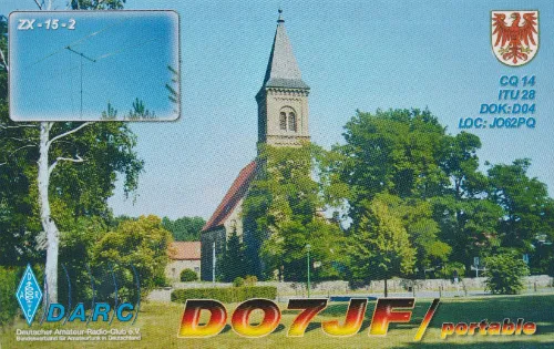 QSL card of the amateur radio callsign DO7JF