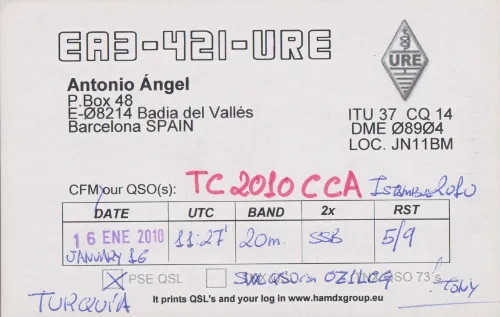 EA3-421-URE SWL-QSL-Karte