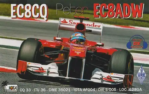 EC8CQ ve EC8ADW çağrı işaretlerine ait QSL kartı