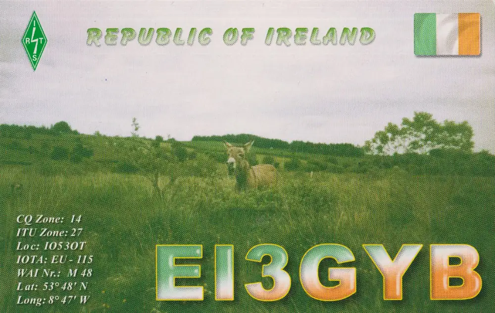 Carte QSL de l’indicatif radioamateur EI3GYB