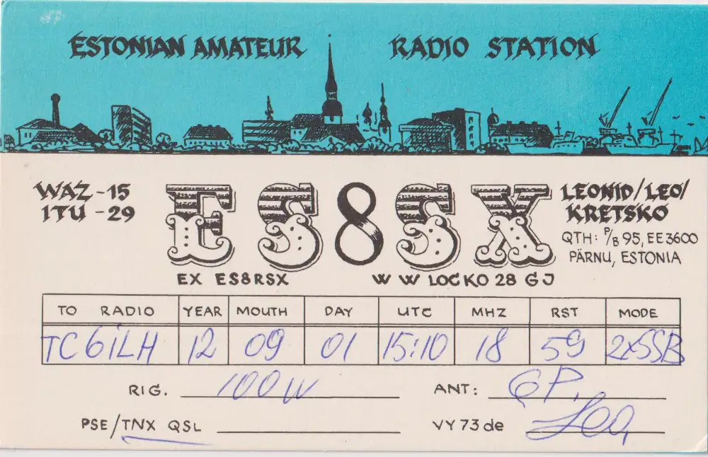 Carte QSL de l’indicatif radioamateur ES8SX