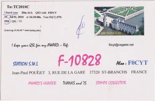 F-10828 SWL-QSL-Karte