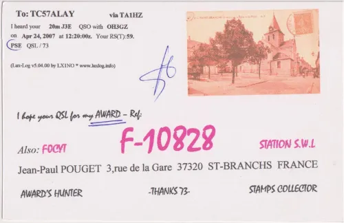 F-10828 SWL-QSL-Karte