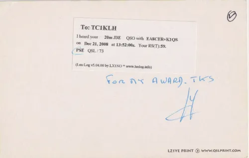 F-10828 SWL QSL kartı