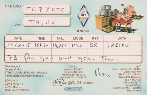F-11734 SWL QSL kartı
