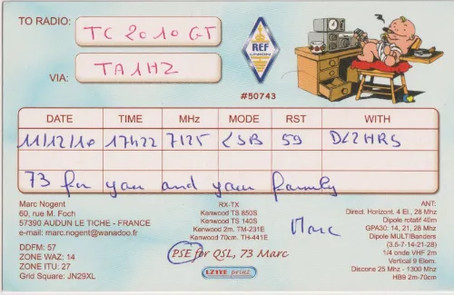 F-11734 SWL QSL kartı