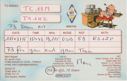 F-11734 SWL QSL kartı