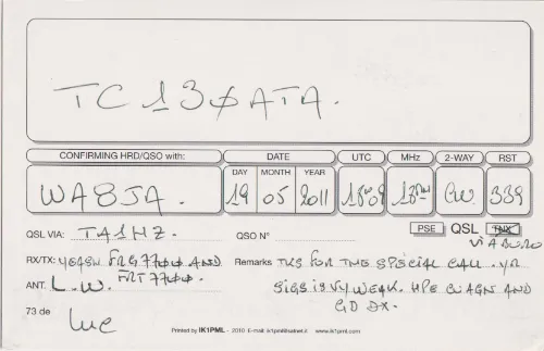 F-12870 SWL QSL kartı