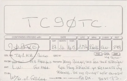 F-12870 SWL QSL kartı