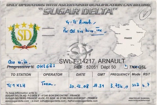 F-14217 carte QSL SWL
