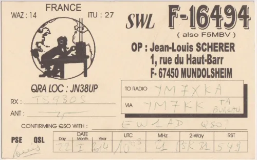 F-16494 SWL-QSL-Karte