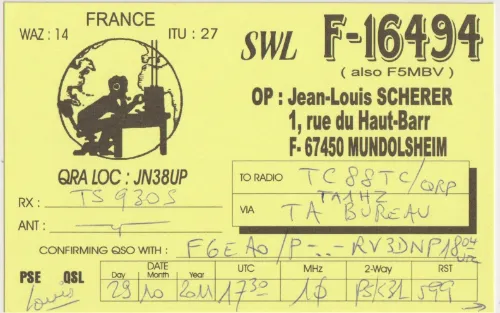 F-16494 SWL-QSL-Karte