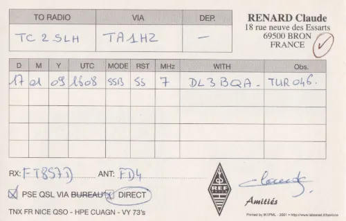 F-17769 carte QSL SWL