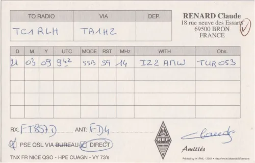 F-17769 carte QSL SWL