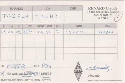 F-17769 carte QSL SWL