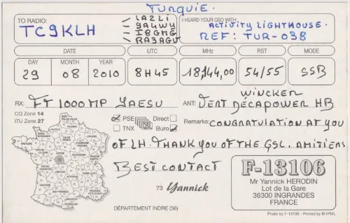 F-13106 SWL QSL kartı
