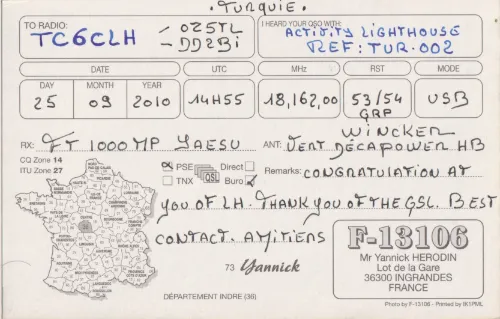 F-13106 SWL QSL kartı