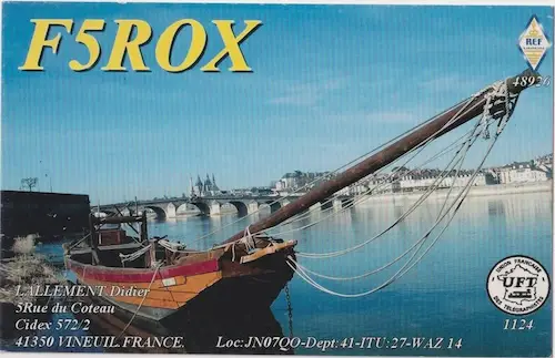 Carte QSL de l’indicatif radioamateur F5ROX