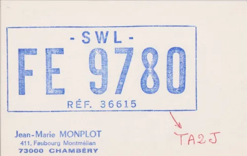 FE-9780 carte QSL SWL