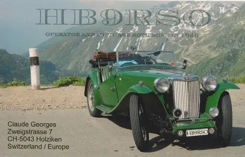 HB9RSO çağrı işaretine ait QSL kartı