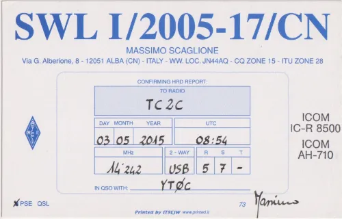I-2005-17-CN SWL-QSL-Karte