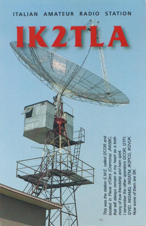 Carte QSL de l’indicatif radioamateur IK2TLA