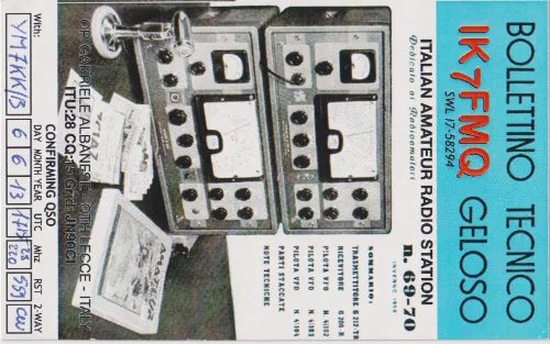 IK7FMQ carte QSL SWL