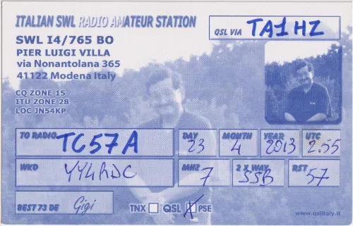 IR-765-BO SWL-QSL-Karte