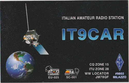 Carte QSL de l’indicatif radioamateur IT9CAR