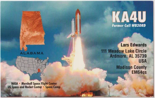 Carte QSL de l’indicatif radioamateur KA4U