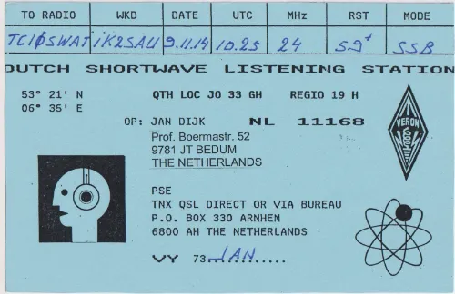 NL-11168 SWL-QSL-Karte