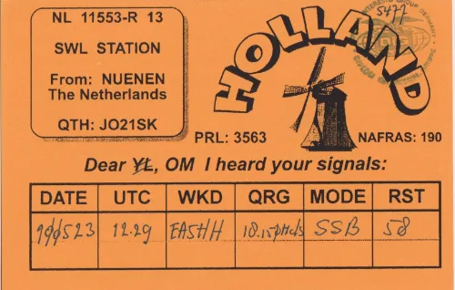 NL-11553-R-13 SWL-QSL-Karte