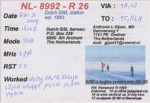 NL-8992-R26 carte QSL SWL