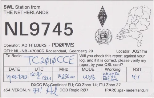 NL9745 SWL-QSL-Karte