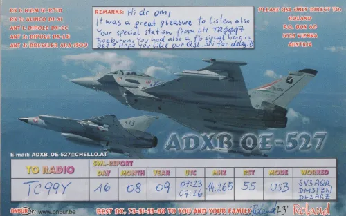 OE-527 carte QSL SWL