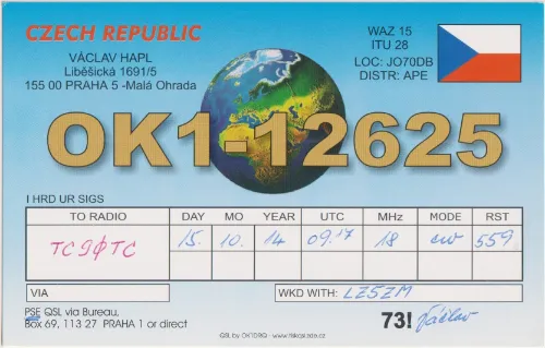 OK1-12625 SWL-QSL-Karte
