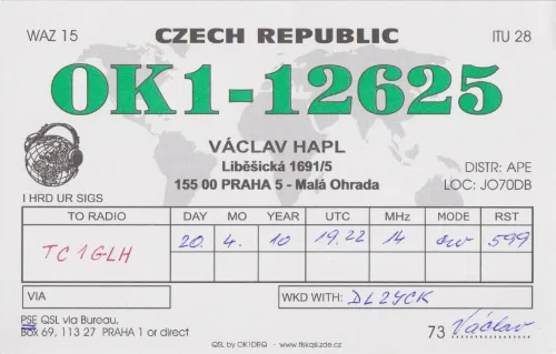 OK1-12625 SWL-QSL-Karte