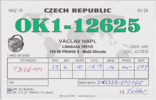 OK1-12625 SWL-QSL-Karte